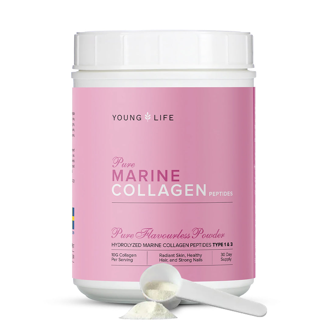  Enhance your beauty naturally with Young Life Pure Marine Collagen Peptides. Experience the benefits of 10,000mg of high-quality marine collagen for a youthful and radiant appearance.